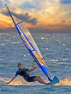 Sportsman doing Windsurfing
